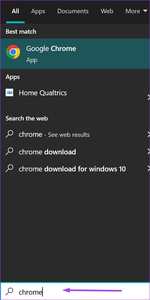 در لپ تاپ، روی منوی Start کلیک و Chrome را جستجو نمایید.